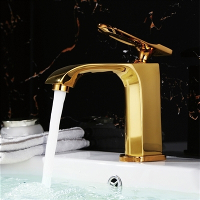 BathSelect Palermo Gold Finish Waterfall Bathroom Sink Faucet